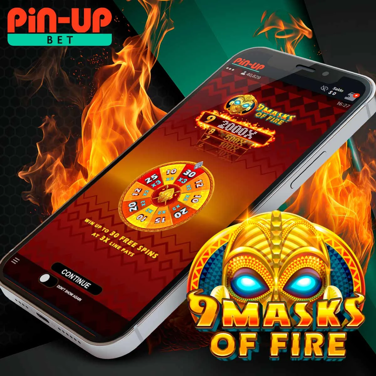 Jogo 9 Maskscof Fire no aplicativo Pin Up no mercado brasileiro