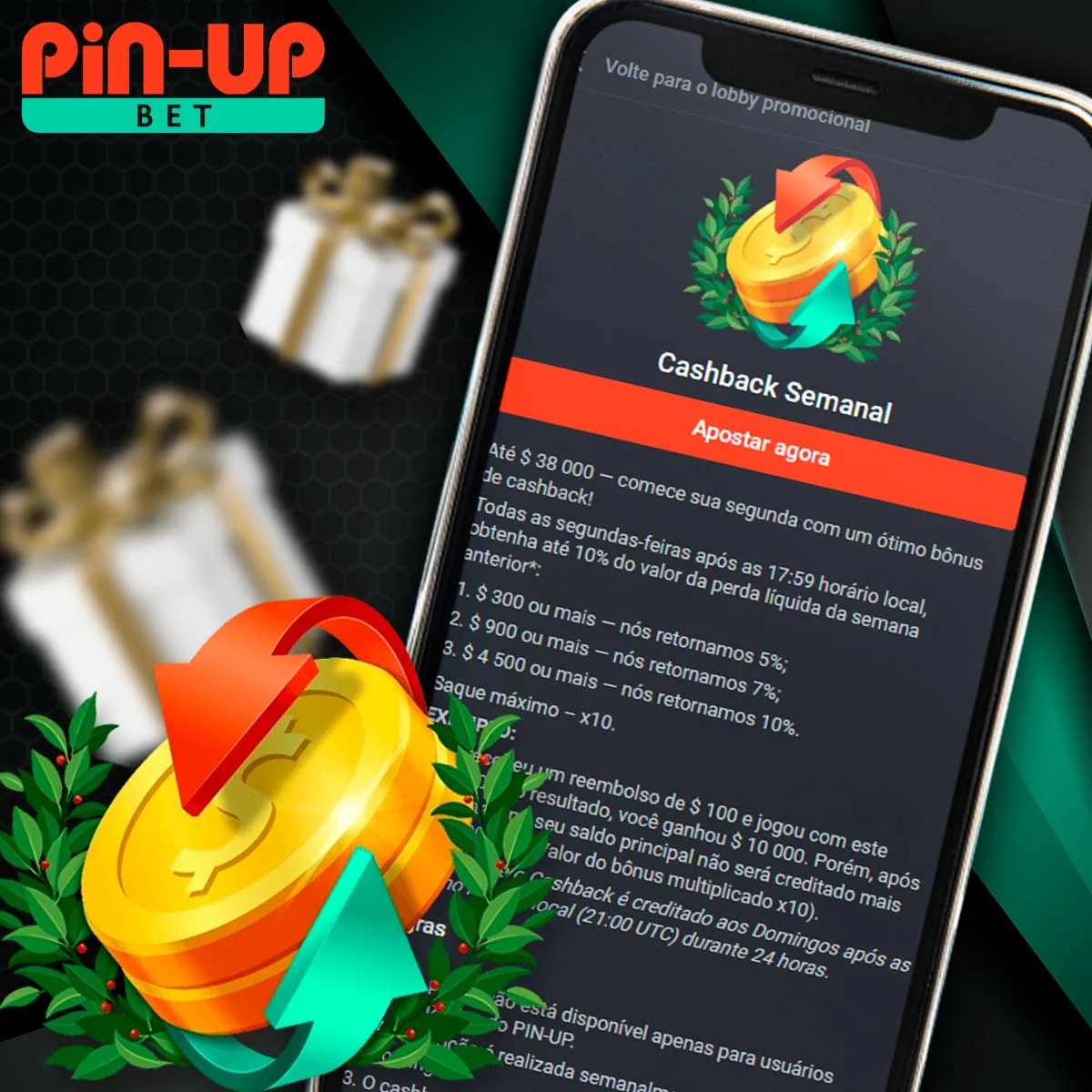 Cashback semanal no cassino no aplicativo Pin Up no mercado brasileiro