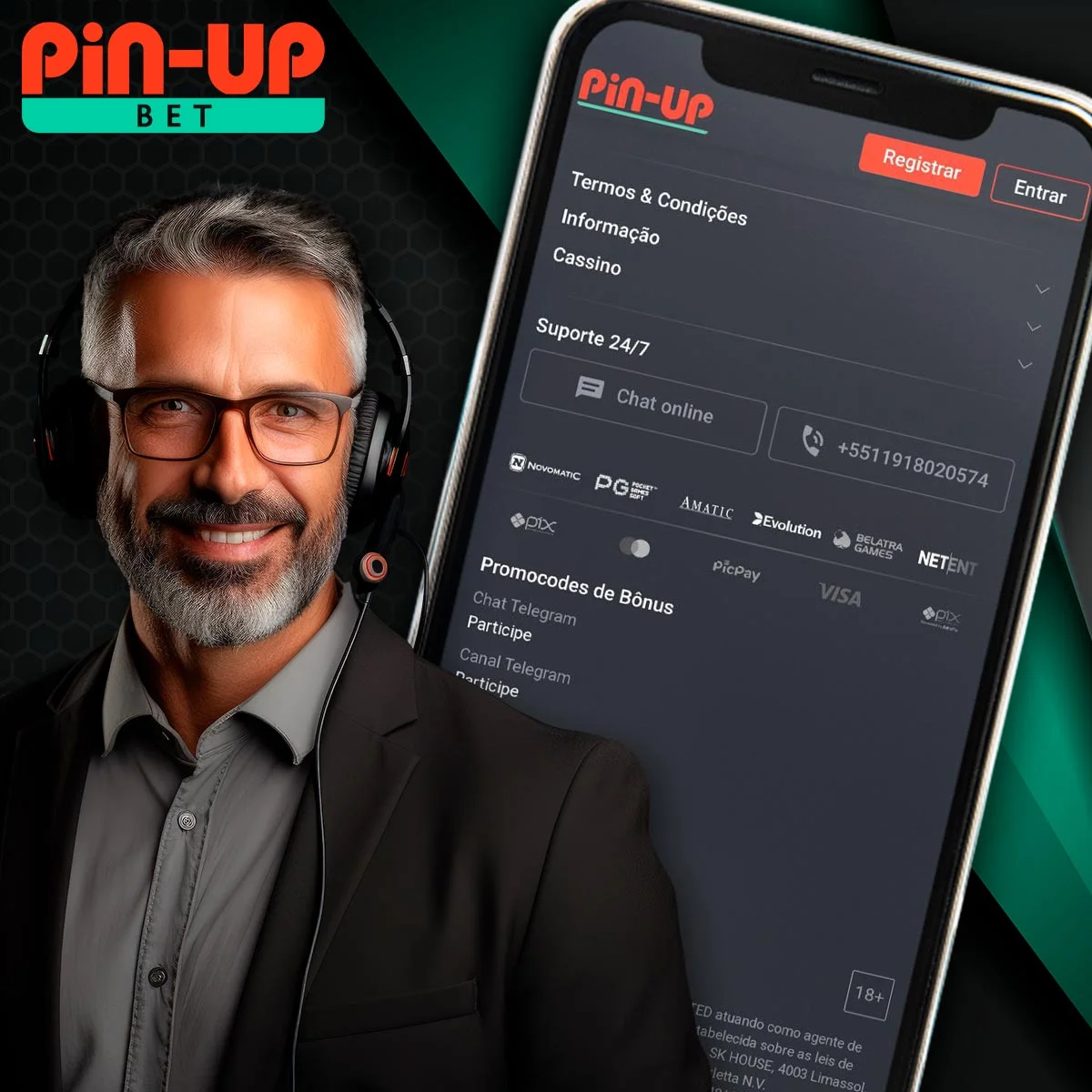 Excelente suporte no aplicativo de apostas móveis Pin Up no Brasil