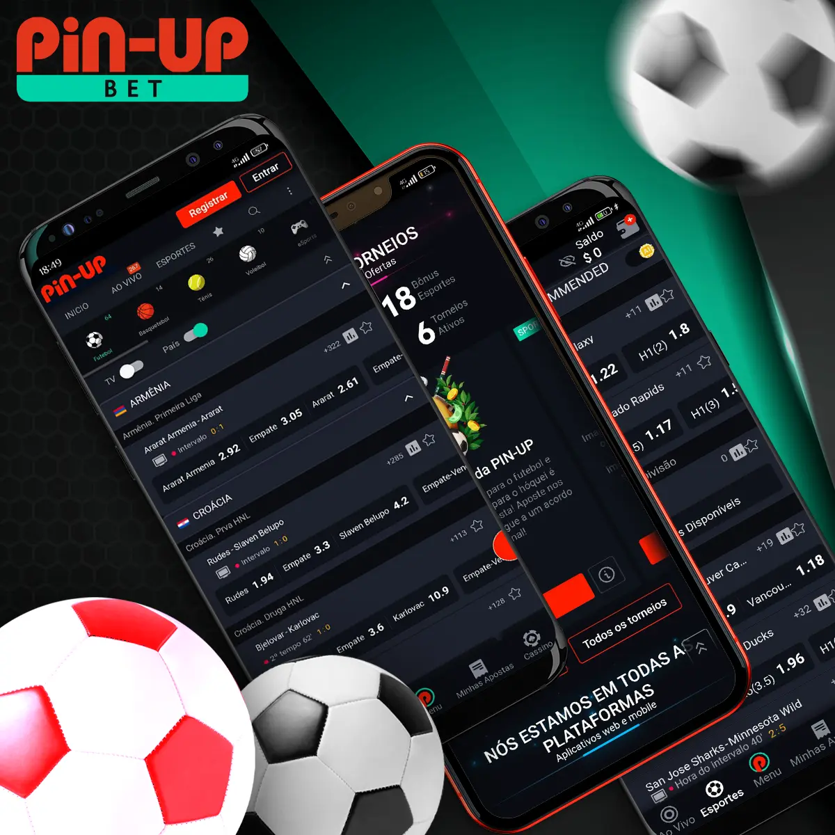 Apostas em futebol Pin Up com um celular