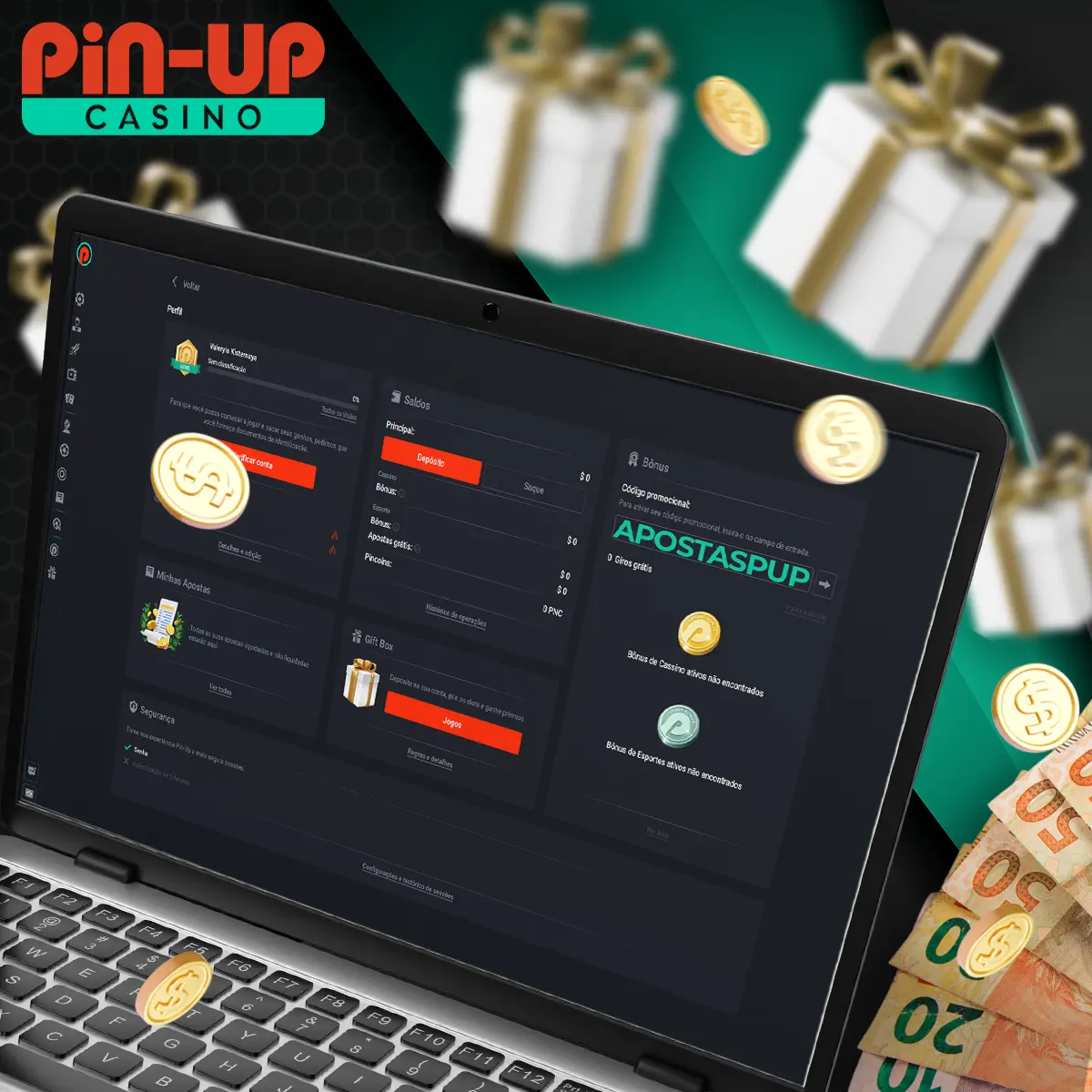 Código promocional gratuito para o bônus de registro da Pin Up
